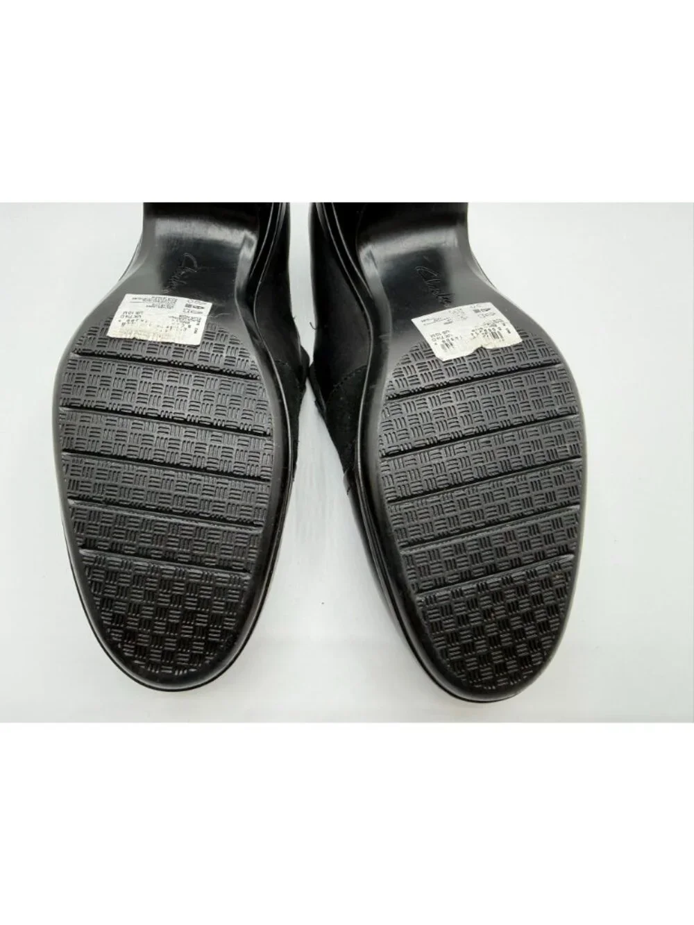 Clarks Emily Step Heel Loafers Women's Size 10M Black Leather/Suede Work Shoes